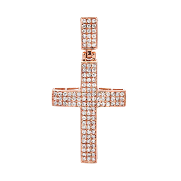 14K rose Gold diamond Cross Pendant