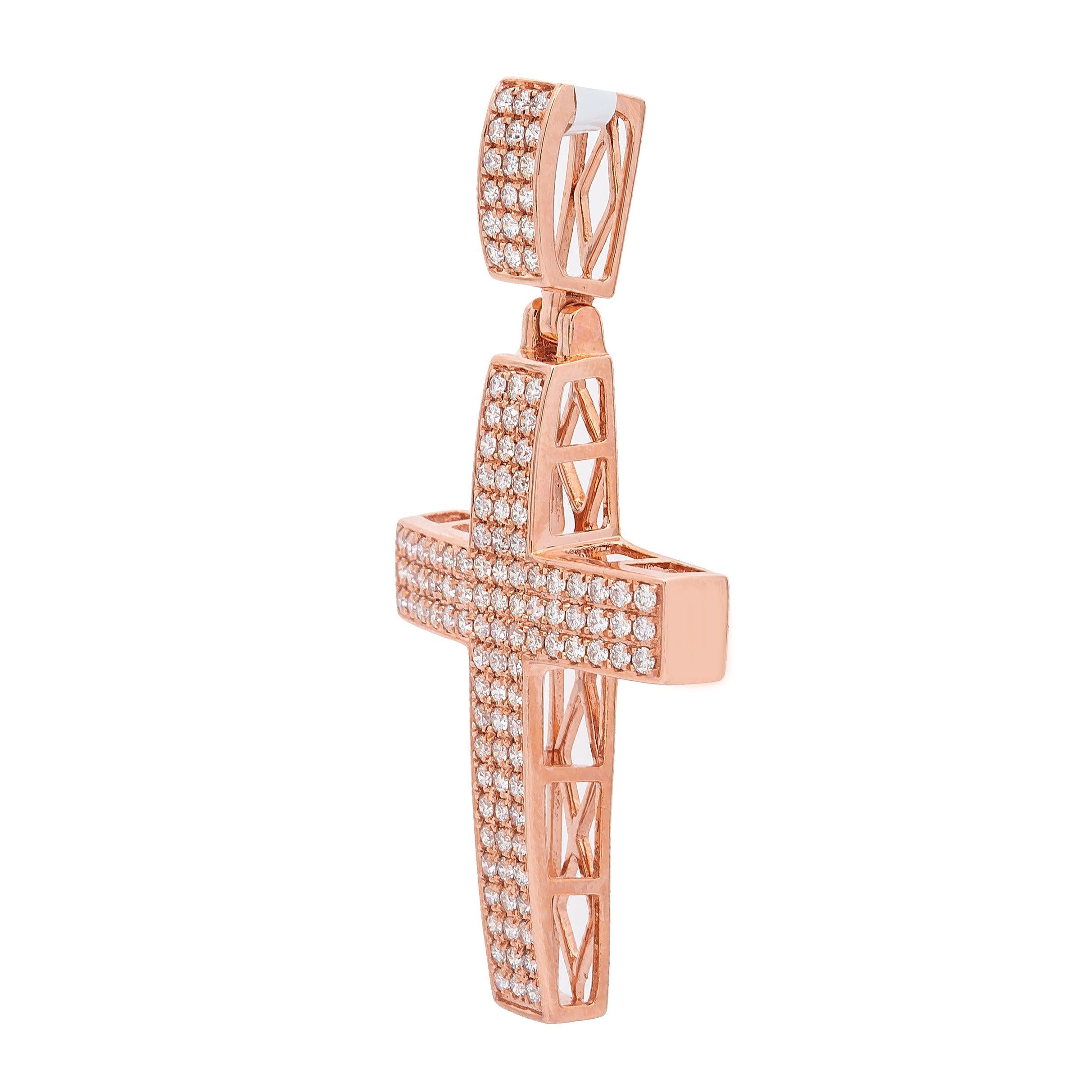 14K rose Gold diamond Cross Pendant