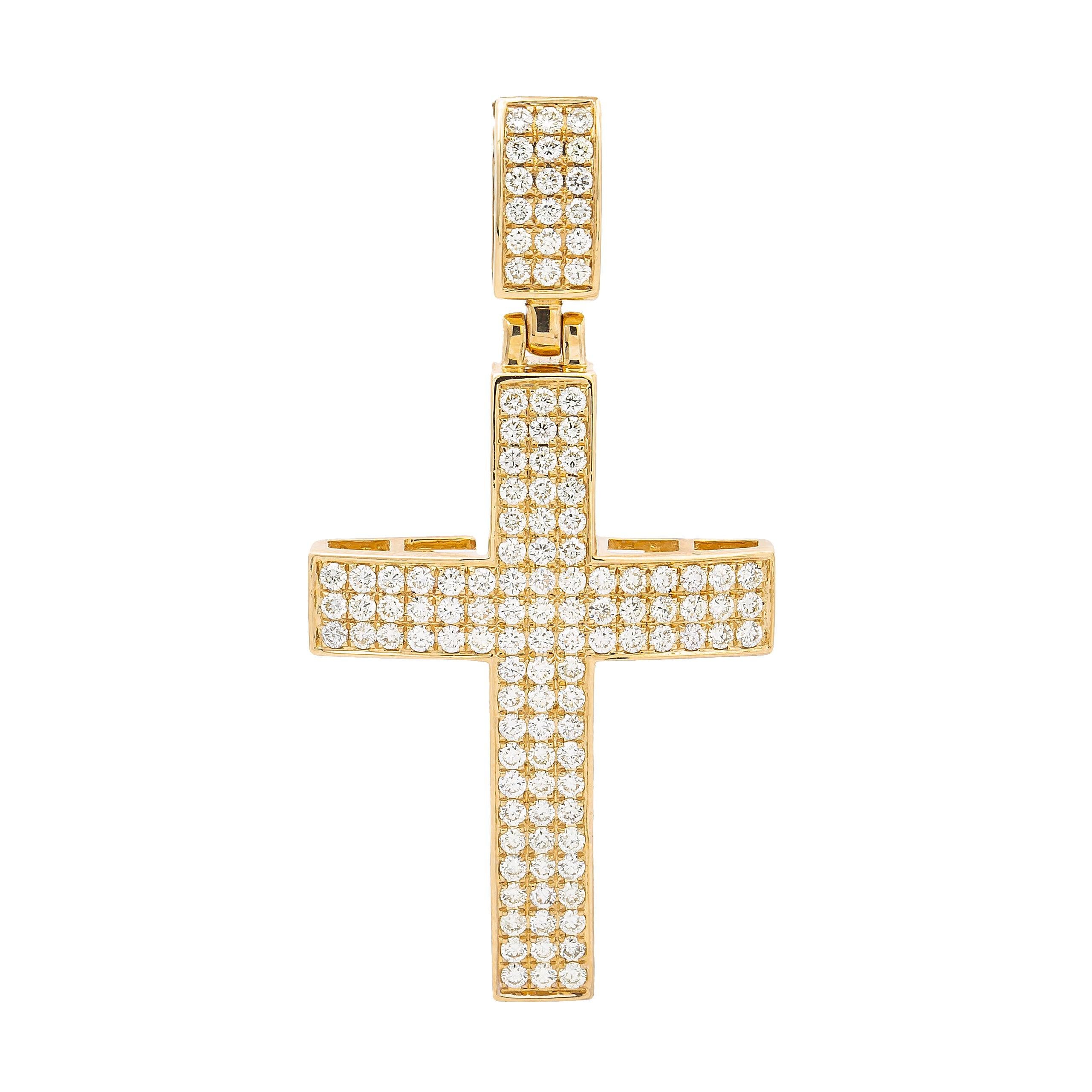 14K Yellow Gold Diamond Cross Pendant