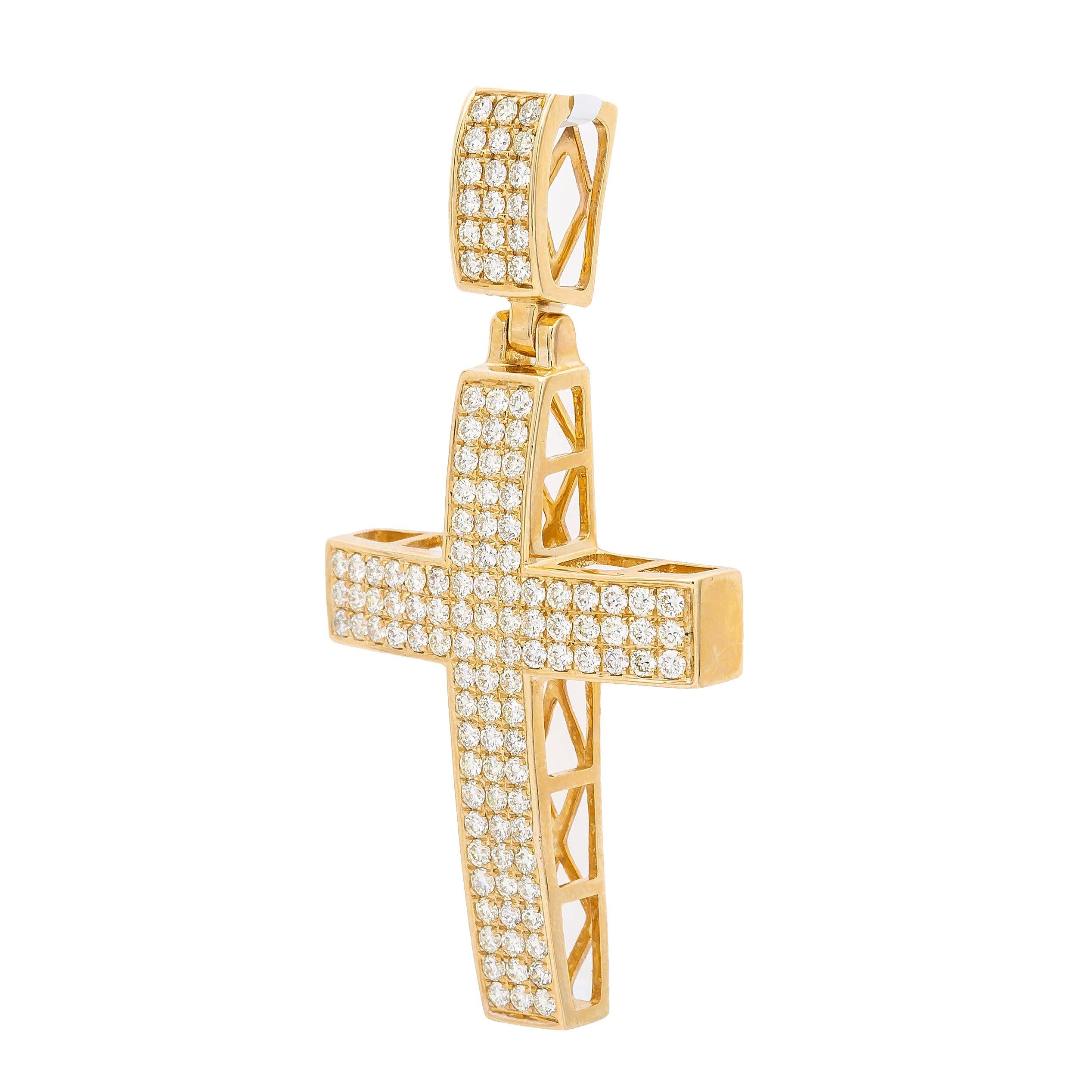 14K Yellow Gold Diamond Cross Pendant