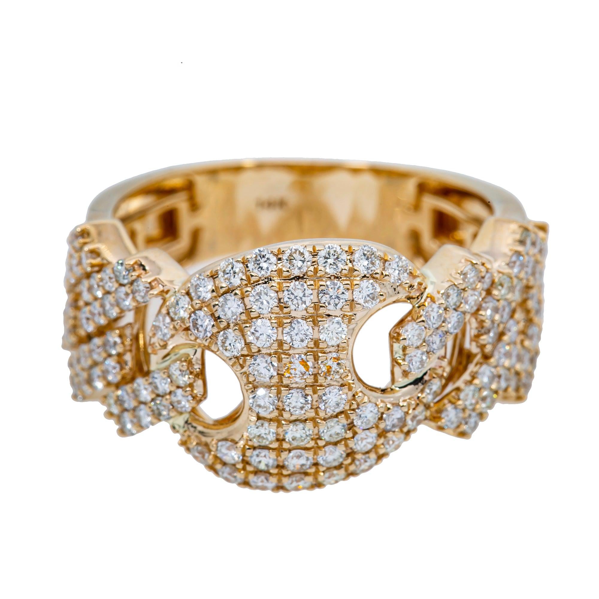 14K YELLOW GOLD MEN'S RING WITH 1.95 CT  DIAMONDS