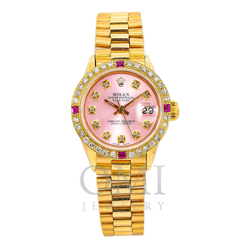 Rolex DateJust 6517 26MM Pink Diamond Dial With Yellow Gold Bracelet