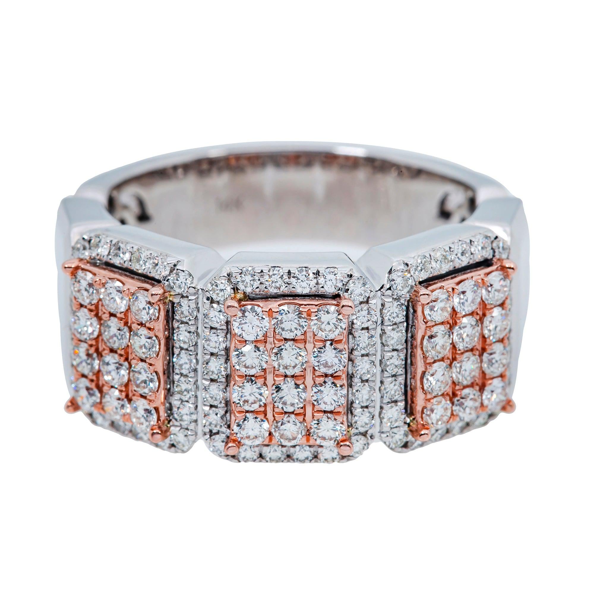 14K WHITE AND ROSE GOLD MEN'S RING WITH 2.02 CT  DIAMONDS