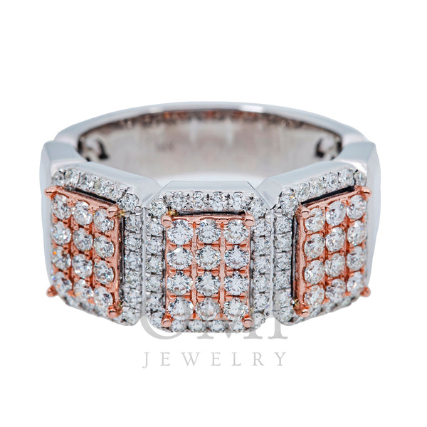 14K WHITE AND ROSE GOLD MEN'S RING WITH 2.02 CT  DIAMONDS