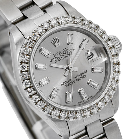 Rolex Lady-Datejust 6917 26MM Gray Diamond Dial With Stainless Steel Bracelet