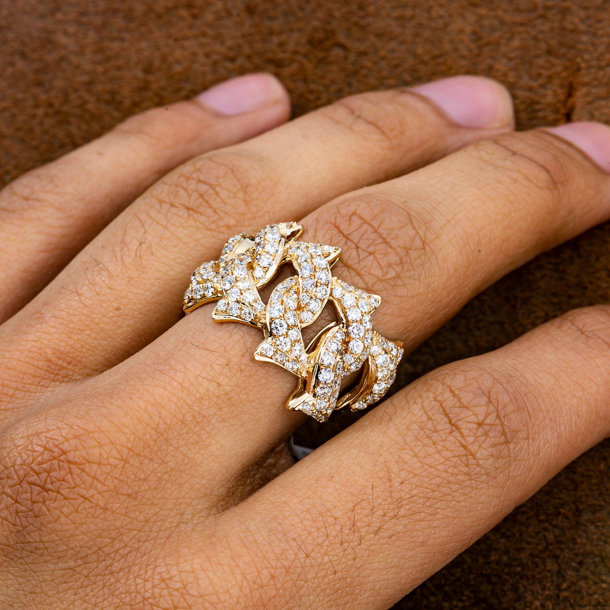 14K YELLOW GOLD MEN'S RING WITH 3.53 CT  DIAMONDS