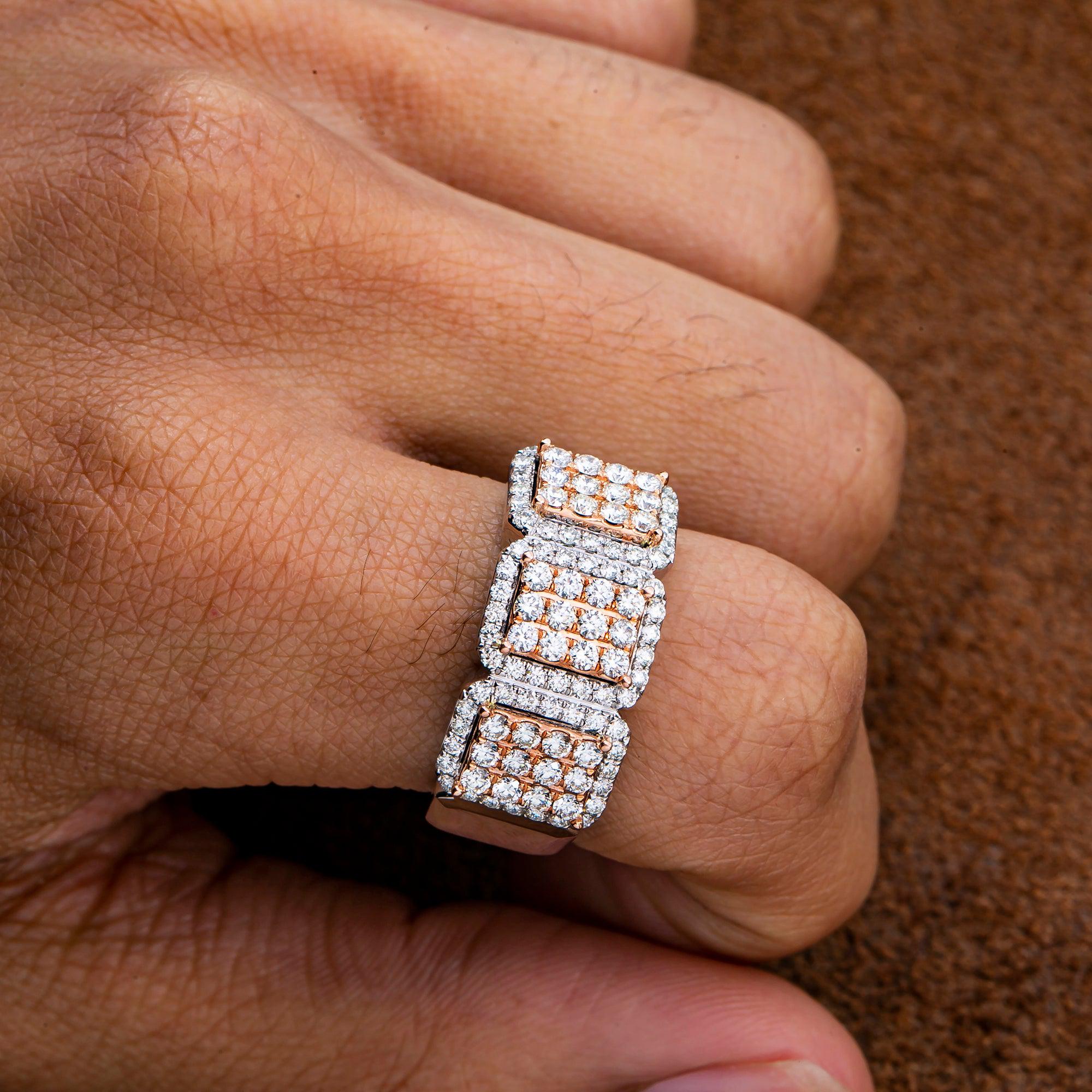 14K WHITE AND ROSE GOLD MEN'S RING WITH 2.02 CT  DIAMONDS