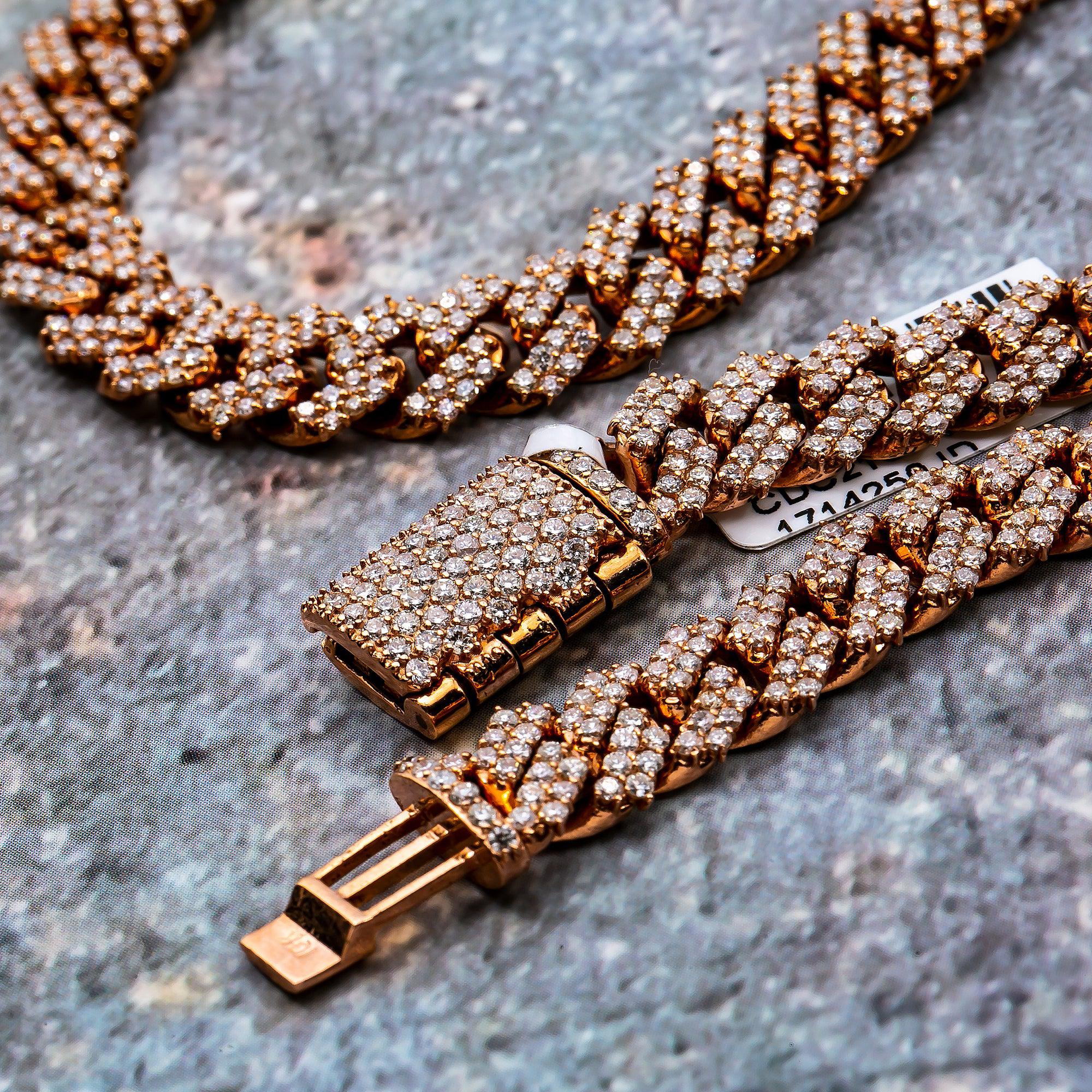 10K ROSE GOLD 22" | 7MM CUBAN CHAIN WITH 15.55 CT DIAMONDS