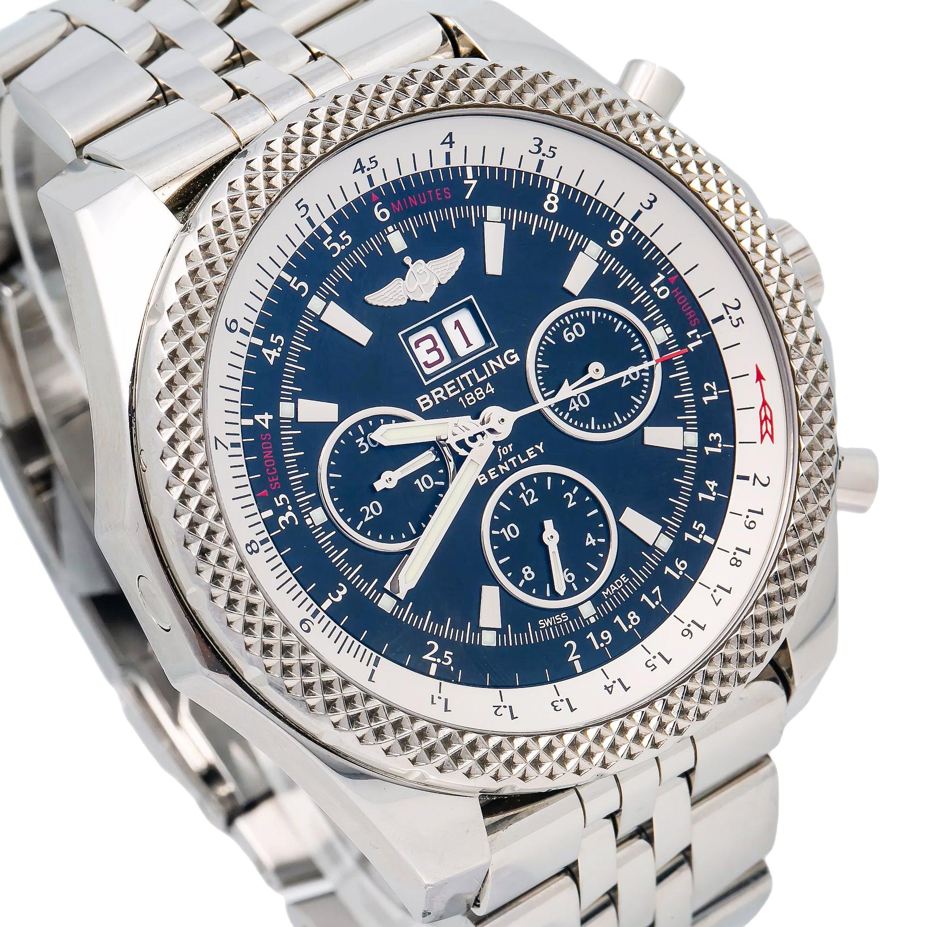 Breitling Bentley 6.75 48MM A44364 Black Dial Stainless Steel Bracelet