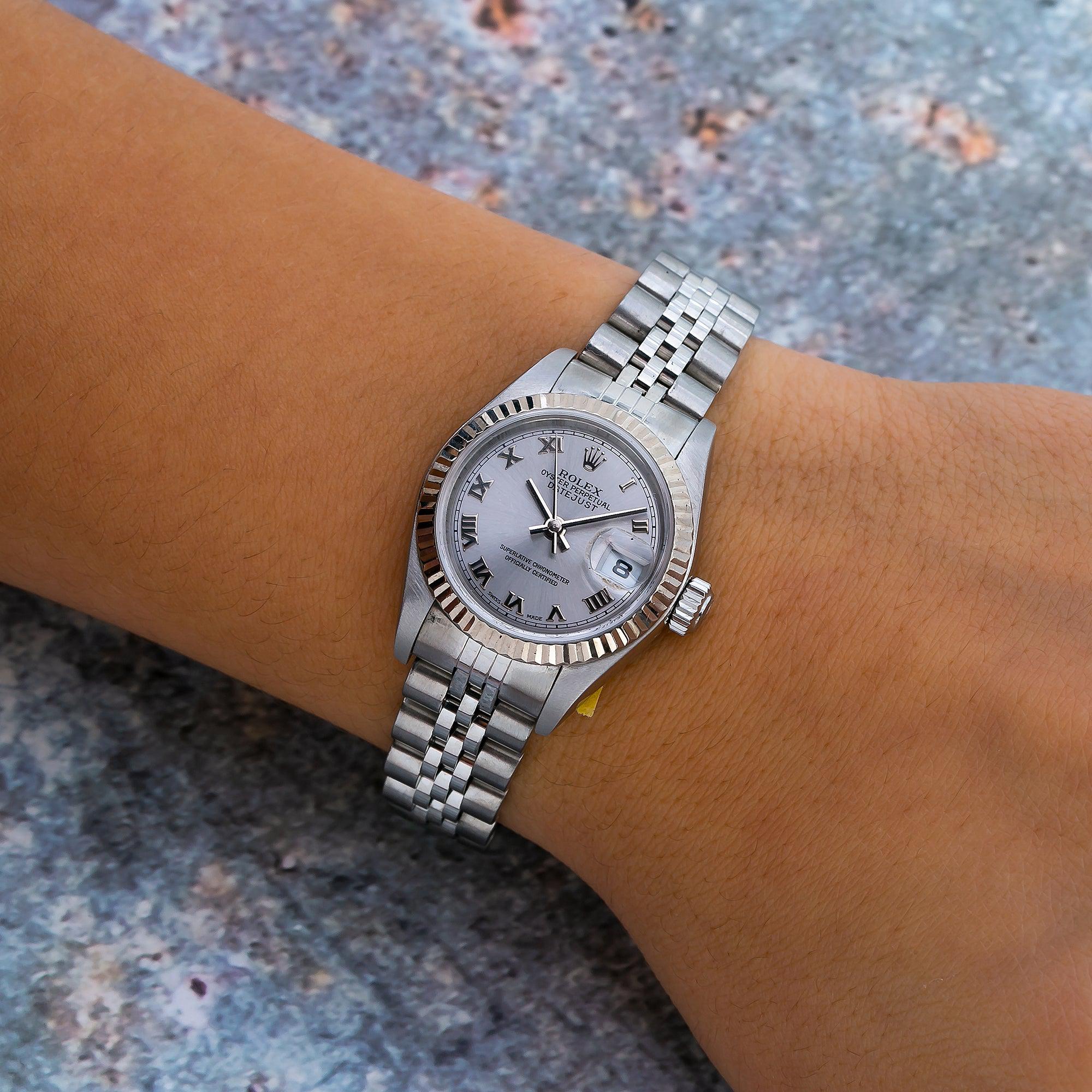 Rolex Datejust 26MM 79174 Silver Roman Dial Fluted Bezel Stainless Steel Jubilee Bracelet