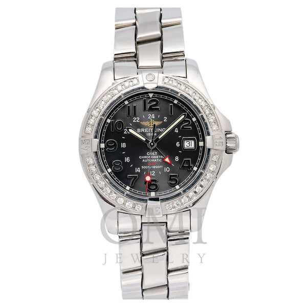 Breitling Colt GMT 38MM Black Dial With Stainless Steel Bracelet