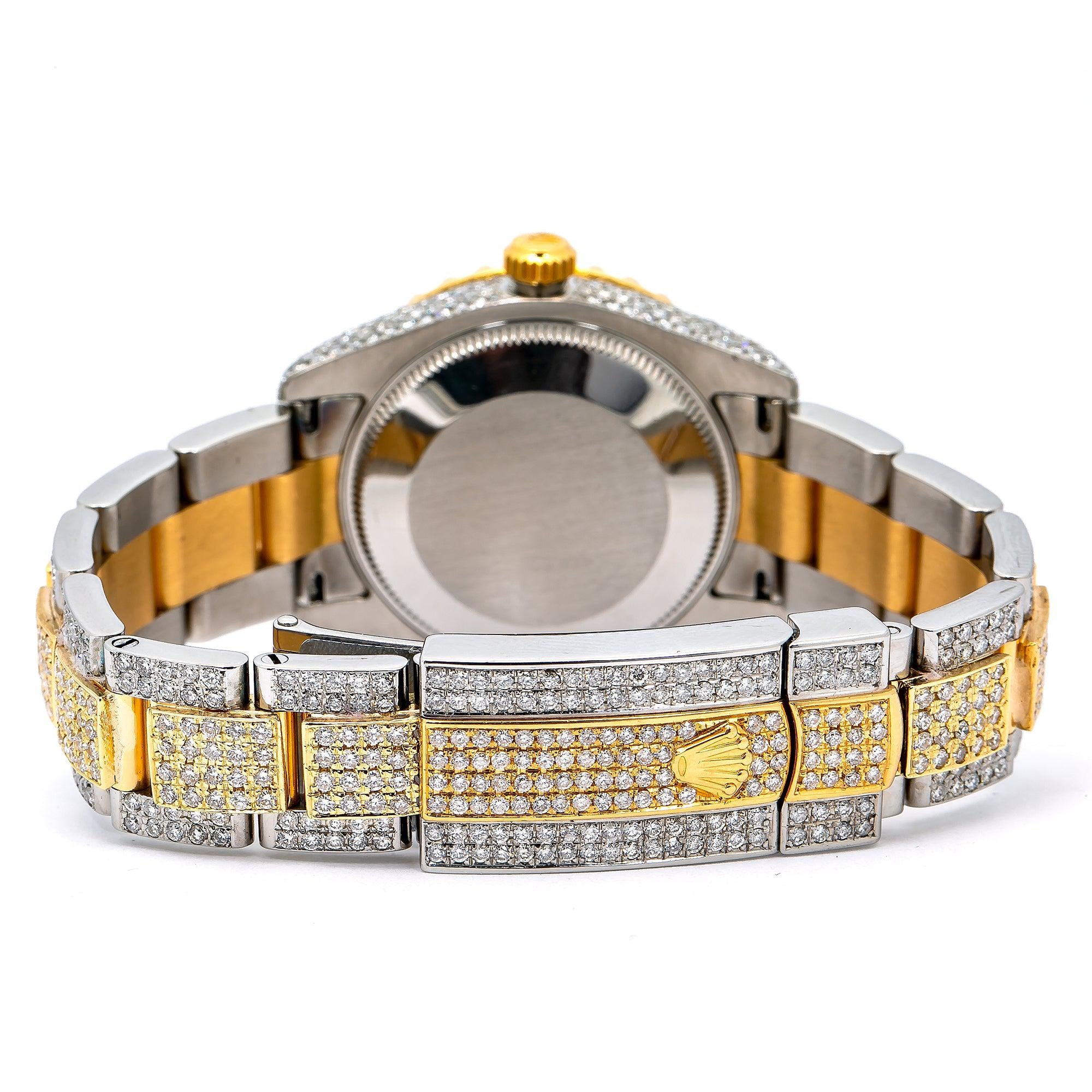 Rolex Datejust 31MM 178243 Mother of Pearl Diamond Dial Diamond Bezel Two Tone Yellow Gold Full Diamond Oyster Bracelet 12.25ct