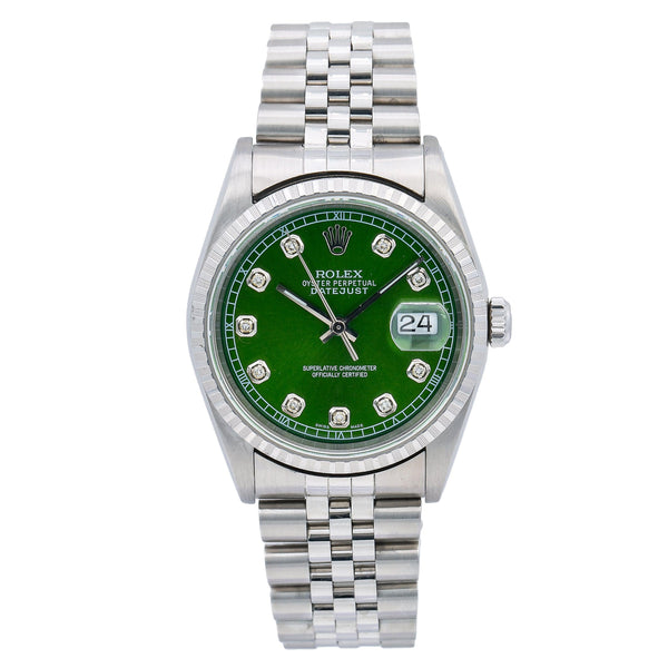 Rolex Datejust 16220 36MM Green Diamond Dial With Stainless Steel