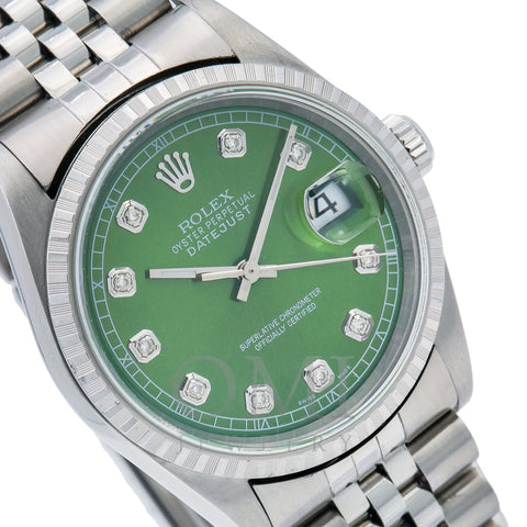 Rolex Datejust 16220 36MM Green Diamond Dial With Stainless Steel Jubilee Bracelet