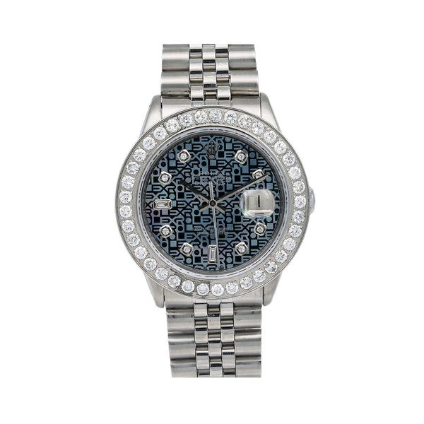 Rolex Datejust Diamond Watch, 16030 36mm, Blue Diamond Dial With Stainless Steel Bracelet