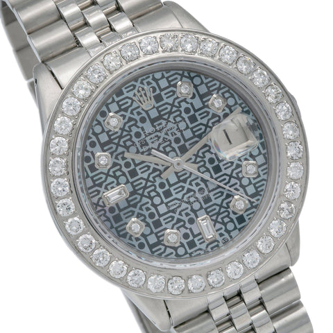 Rolex Datejust Diamond Watch, 16030 36mm, Blue Diamond Dial With Stainless Steel Bracelet