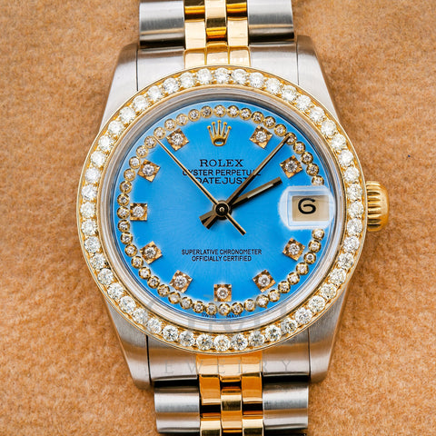 Rolex Lady-Datejust 68273 31MM Blue Diamond Dial With 1.05 CT Diamonds