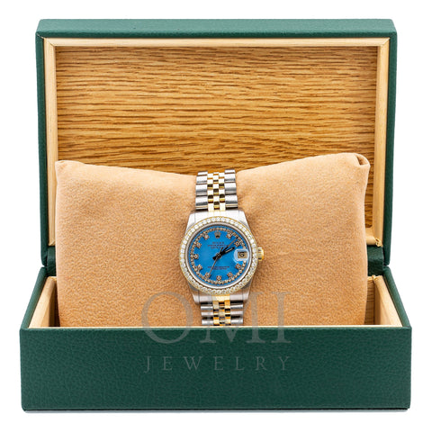 Rolex Lady-Datejust 68273 31MM Blue Diamond Dial With 1.05 CT Diamonds