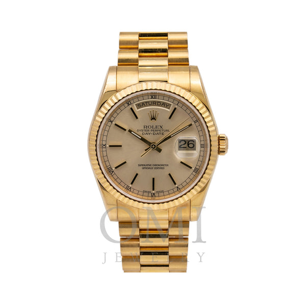 Rolex Day-Date 118238 36MM Champagne Dial With Yellow Gold President Bracelet