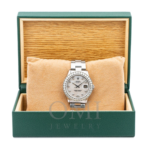 Rolex Oyster Perpetual Date 1500 34MM Silver Diamond Dial With 1.15 CT Diamonds