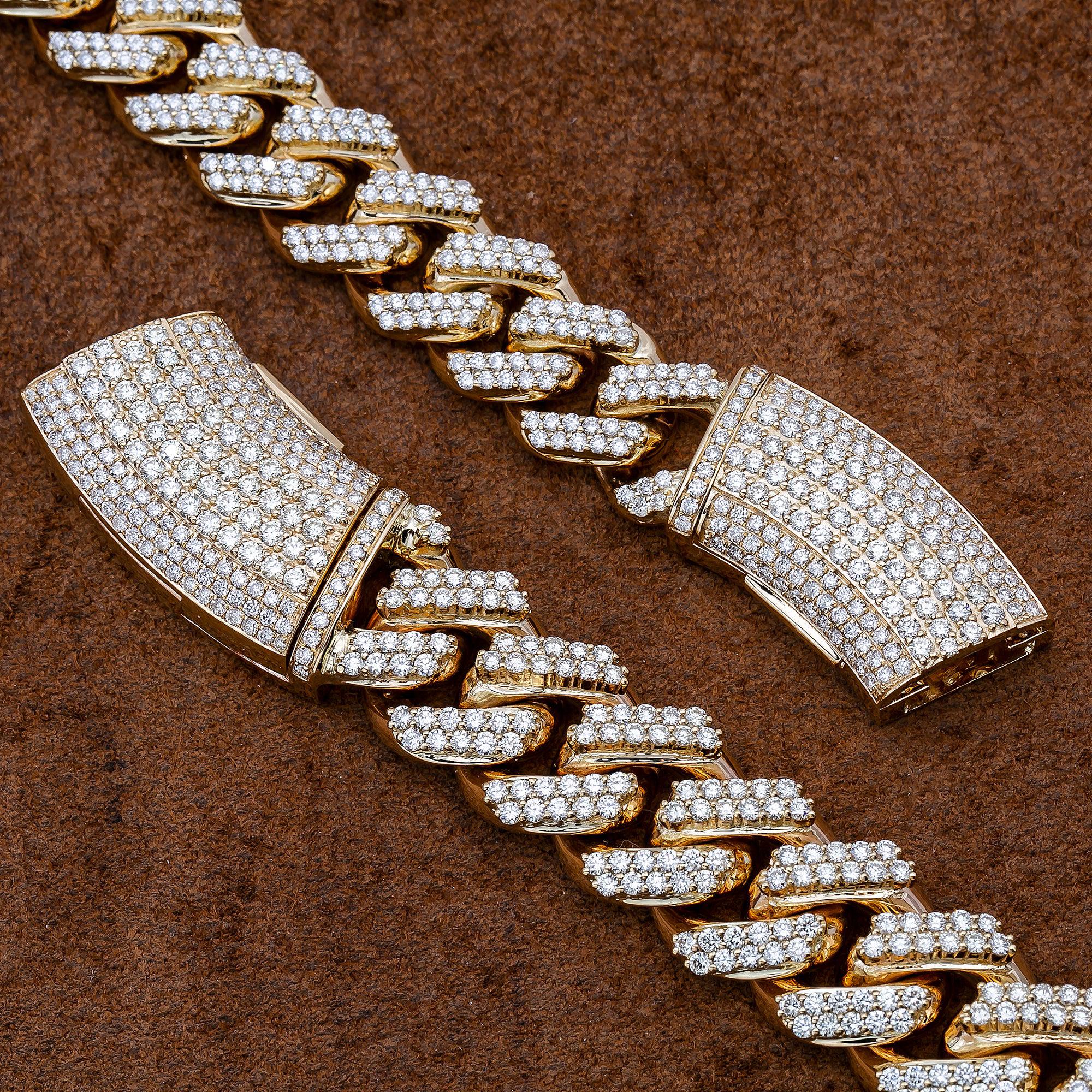 14K Yellow Gold 24"/15MM Cuban Chain Iced Out with 35.08 CT Diamonds