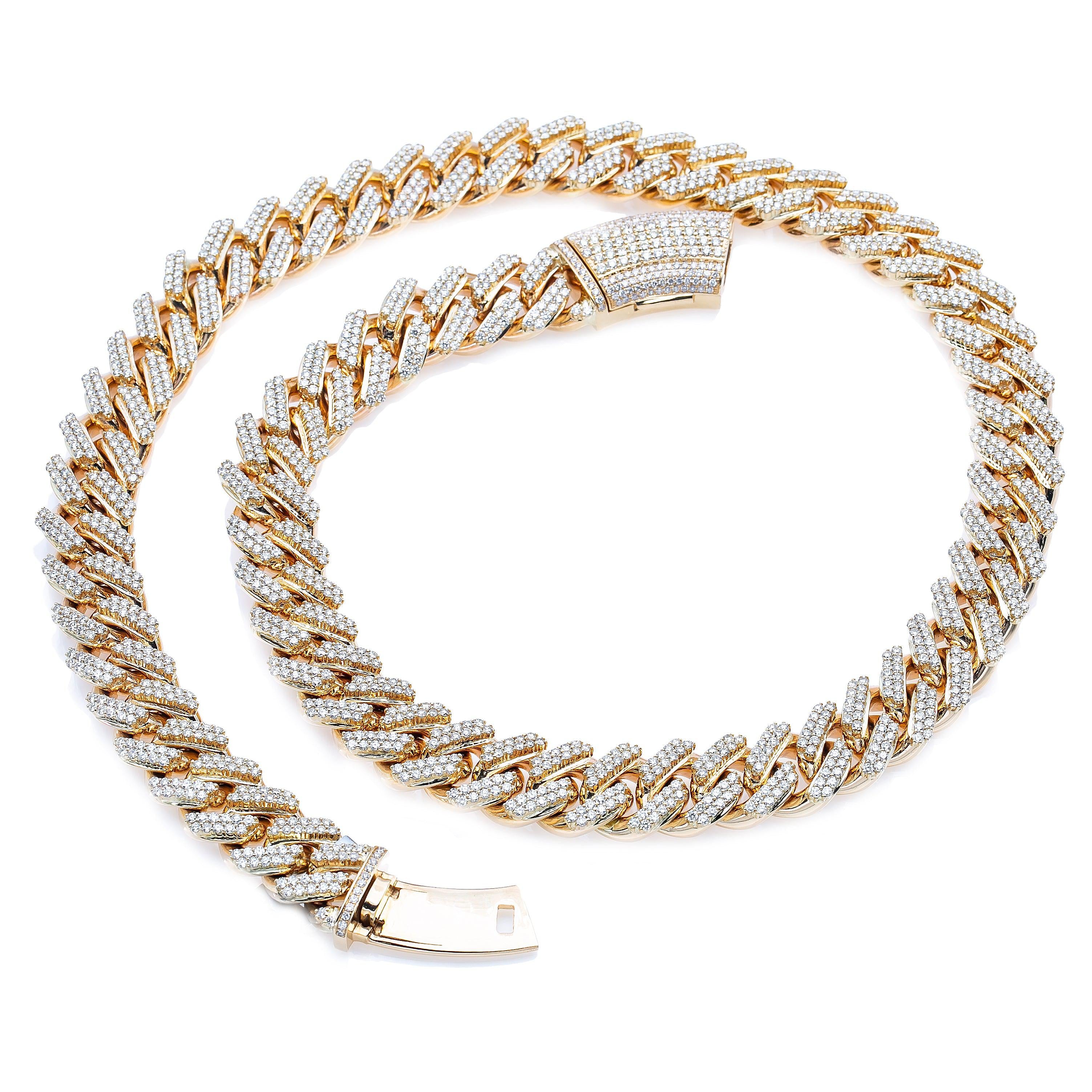 14K Yellow Gold 24"/15MM Cuban Chain Iced Out with 35.08 CT Diamonds