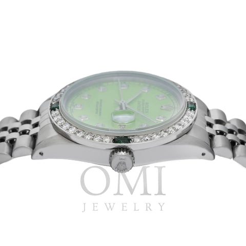 Rolex Datejust 16030 36MM Green Diamond Dial With Stainless Steel Jubilee Bracelet