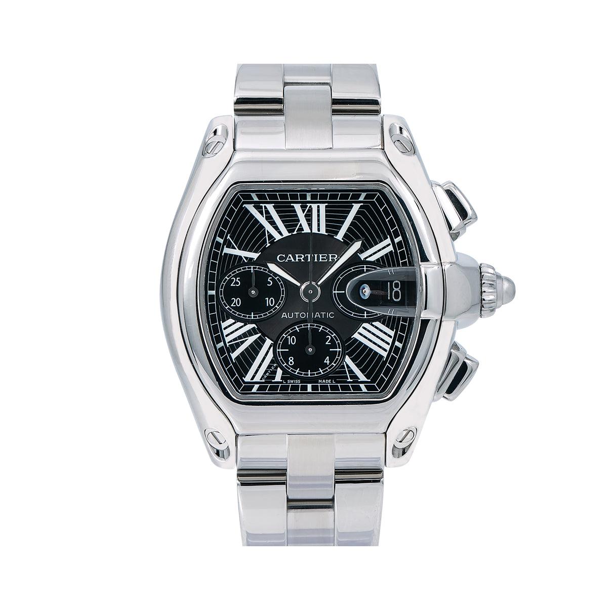 Cartier Roadster 43MM W62020X6 / 2618 Black Roman Dial Stainless Steel Bracelet