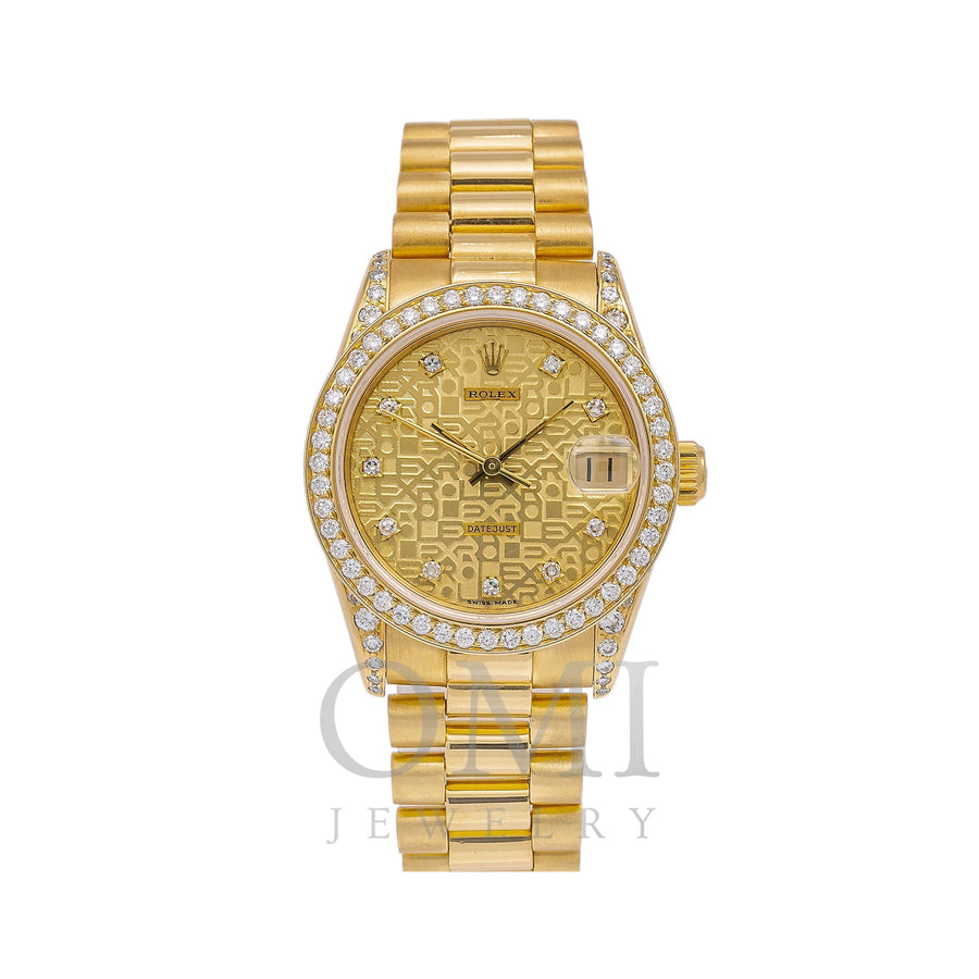 Rolex Lady-Datejust 69178 26MM Black Dial With Yellow Gold President B -  OMI Jewelry