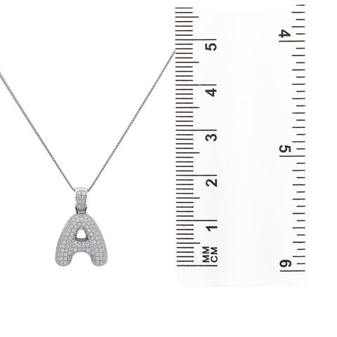 14k White Gold Pendant Necklace letter A shaped with 2.45 Ct Diamonds