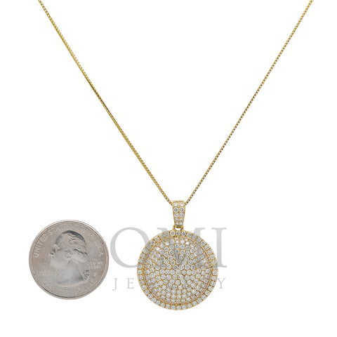 Men's 14K Yellow Gold Circle Pendant with 3.28 CT Diamonds