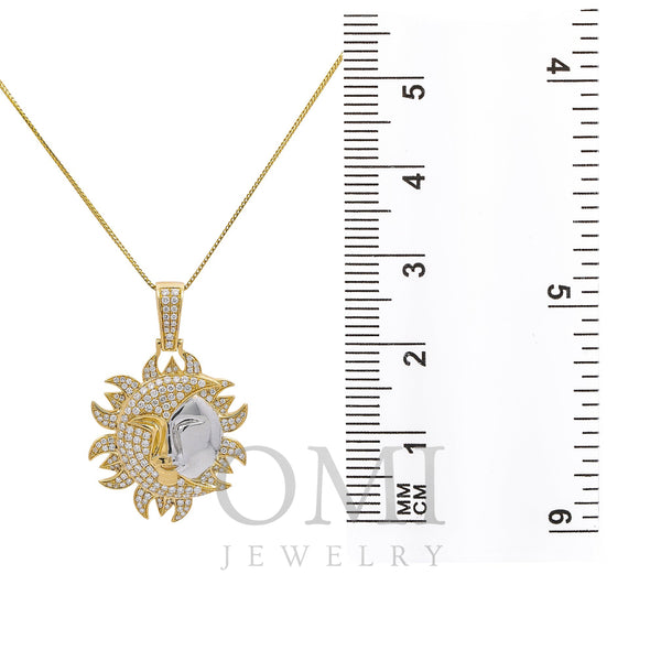 Unisex 14K White and Yellow Gold Pendant with 1.41 CT Diamonds