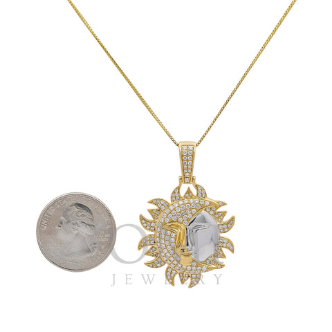 Unisex 14K White and Yellow Gold Pendant with 1.41 CT Diamonds