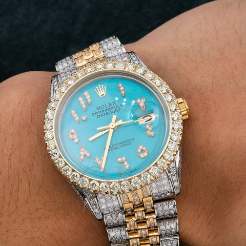 Rolex Datejust 1601 36MM Turquoise Diamond Dial With 8.75 CT Diamonds