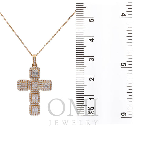 Unisex 14K Yellow Gold Cross Women's Pendant with 1.56CT Diamonds