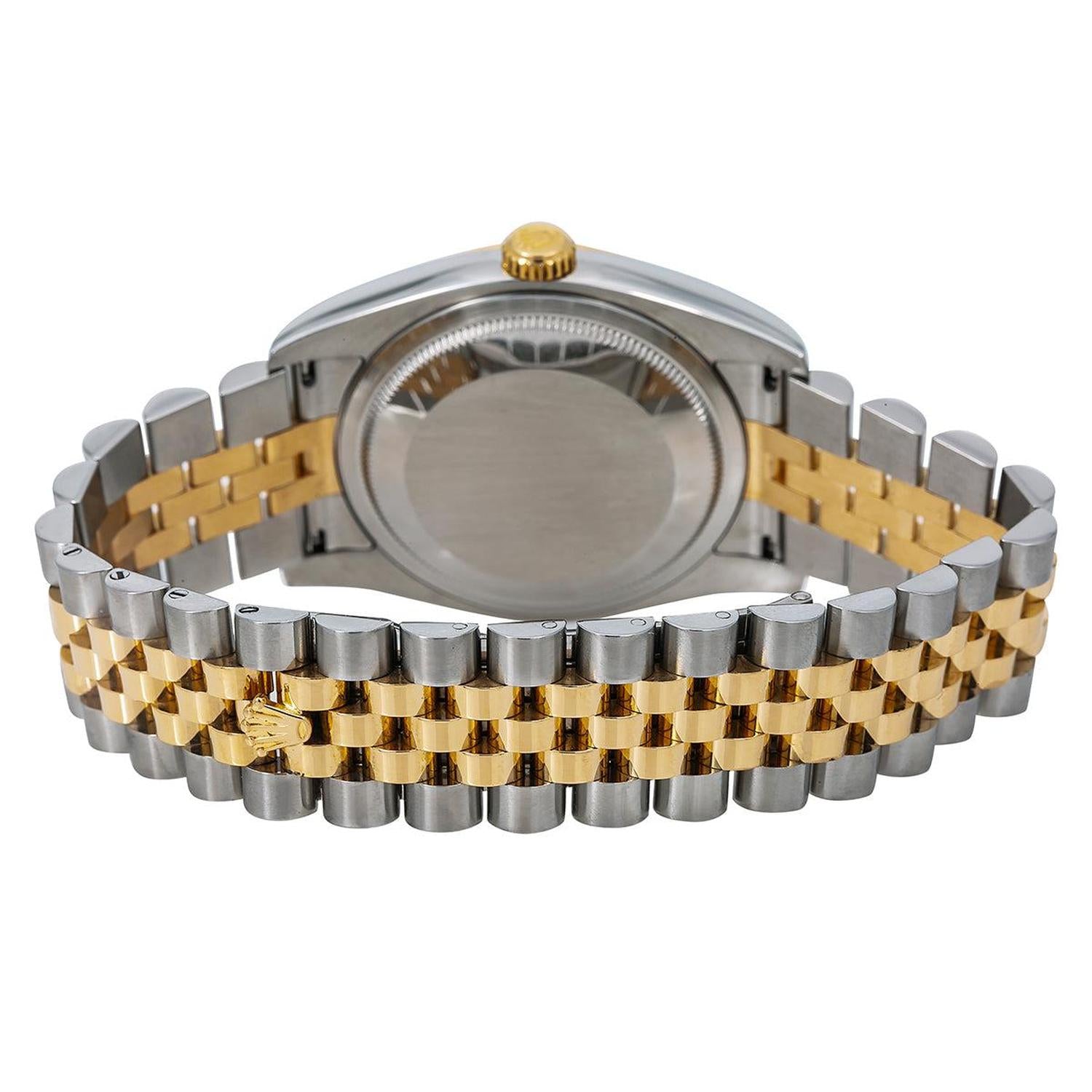 Rolex Datejust 36MM 116233 Brown Floral Arabic Dial Fluted Bezel Two Tone Yellow Gold Jubilee Bracelet