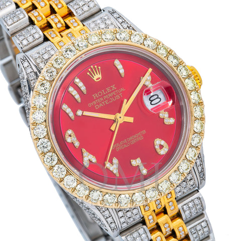 Rolex Datejust 1601 36MM Red Diamond Dial With 8.75 CT Diamonds