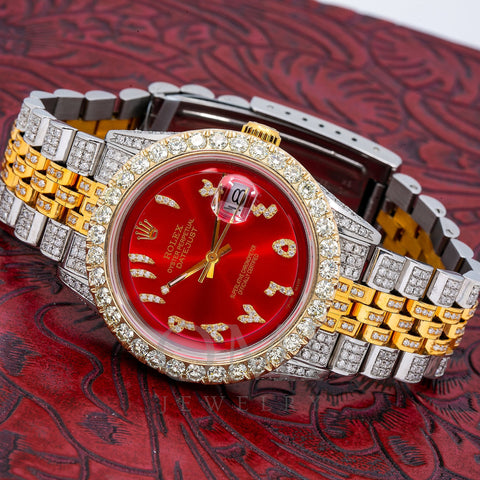 Rolex Datejust 1601 36MM Red Diamond Dial With 8.75 CT Diamonds
