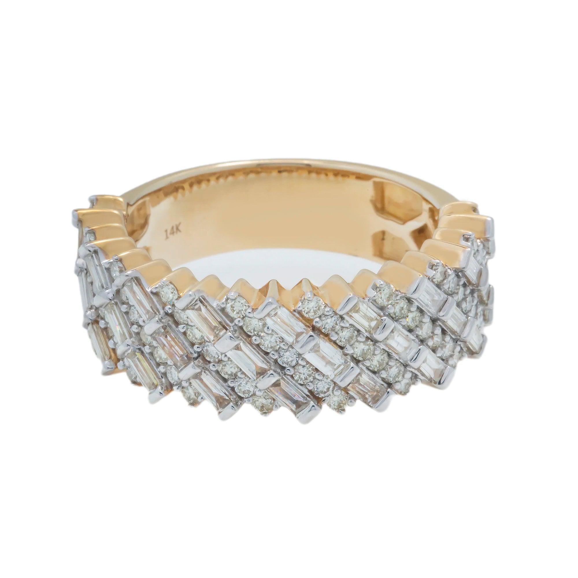 14K GOLD MEN'S BAGUETTE DIAMOND RING 2.31 CT