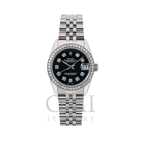 Rolex Datejust Diamond Watch, 68274 31mm, Black Diamond Dial With Stainless Steel Jubilee Bra