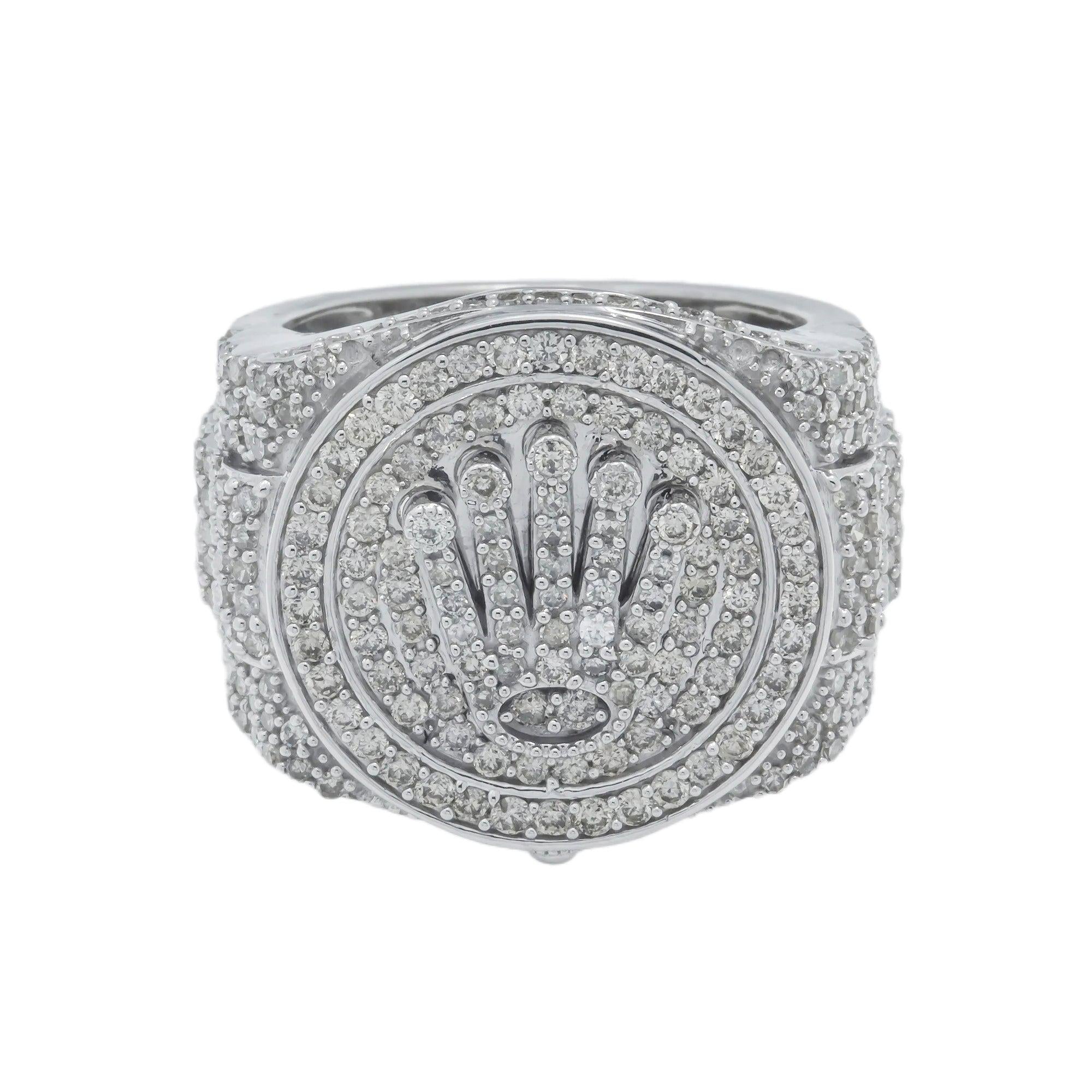 14K GOLD DIAMOND MEN'S CROWN RING 3.29 CT