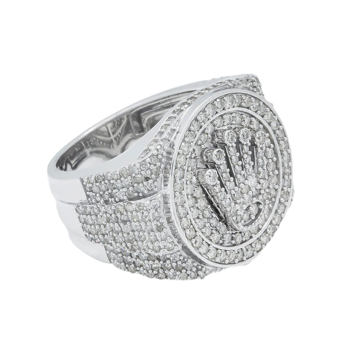 14K GOLD DIAMOND MEN'S CROWN RING 3.29 CT