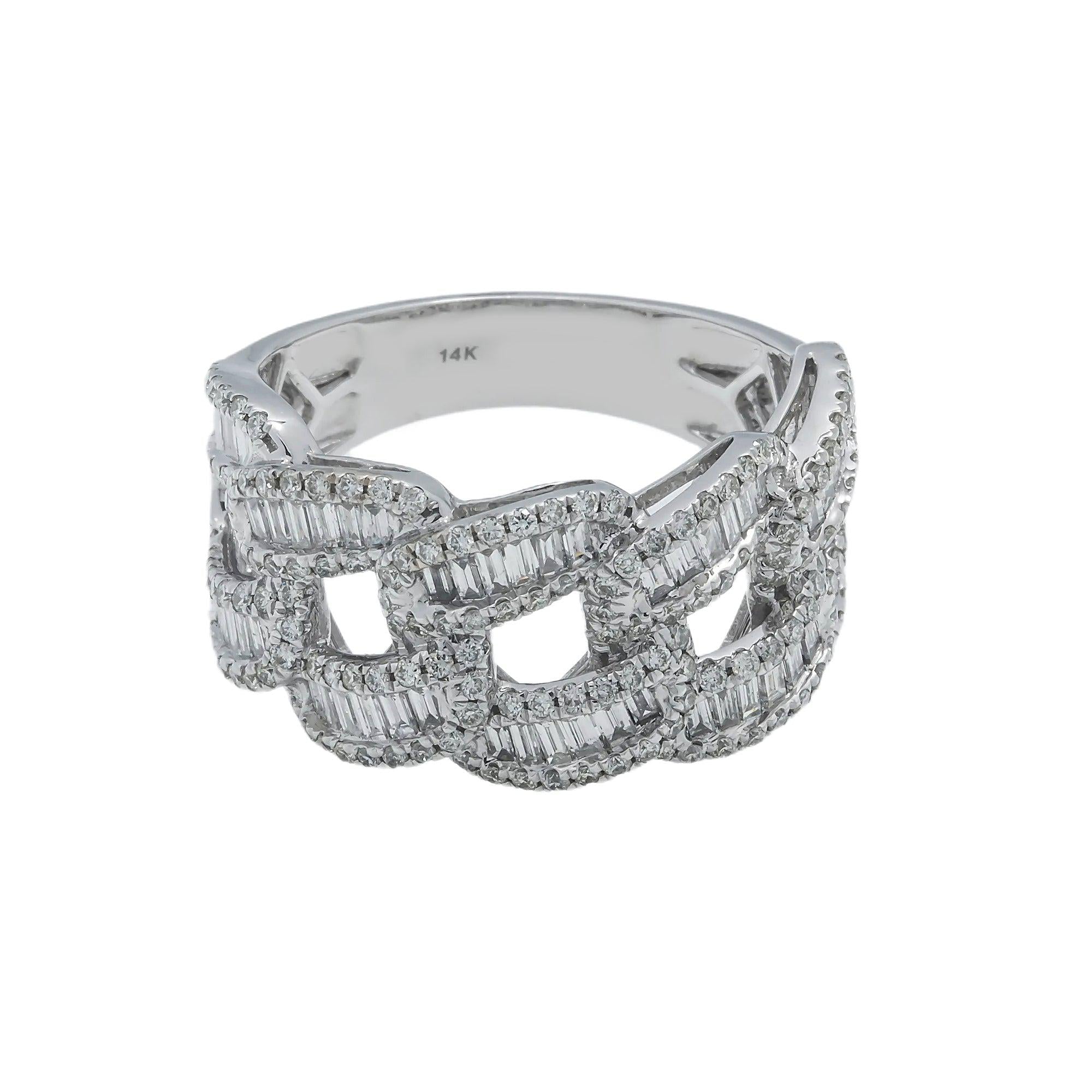 14K GOLD BAGUETTE DIAMOND MEN'S CUBAN RING 2.31 CT
