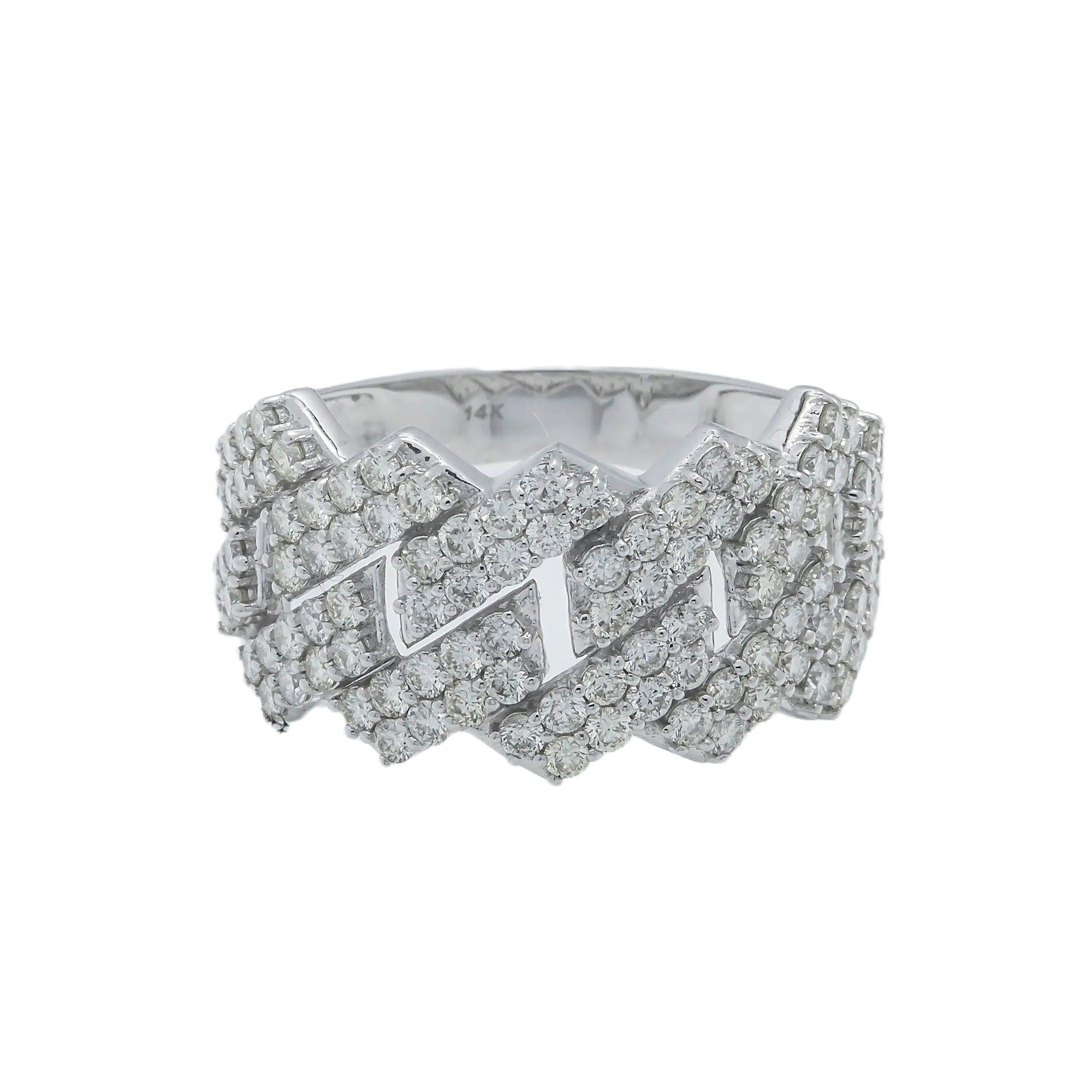 14K GOLD DIAMOND MEN'S CUBAN LINK RING 2.53 CT