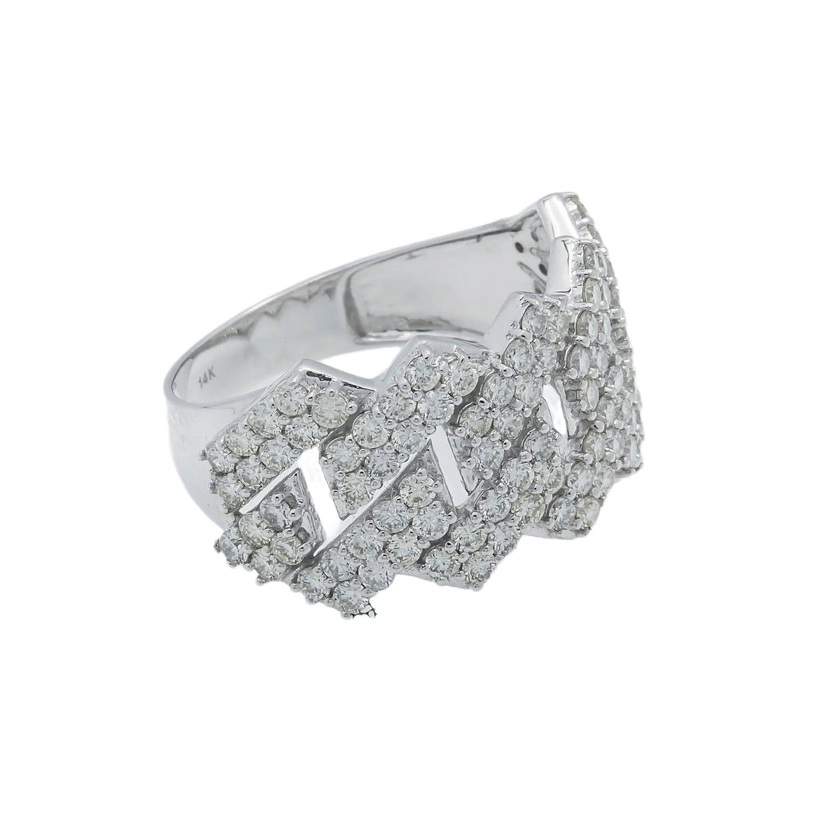 14K GOLD DIAMOND MEN'S CUBAN LINK RING 2.53 CT