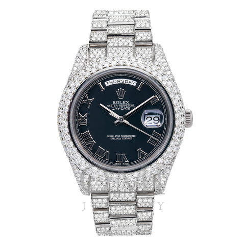 White Gold Rolex Day-Date II 218239 41MM Black Diamond Dial With 17.75 CT Diamonds