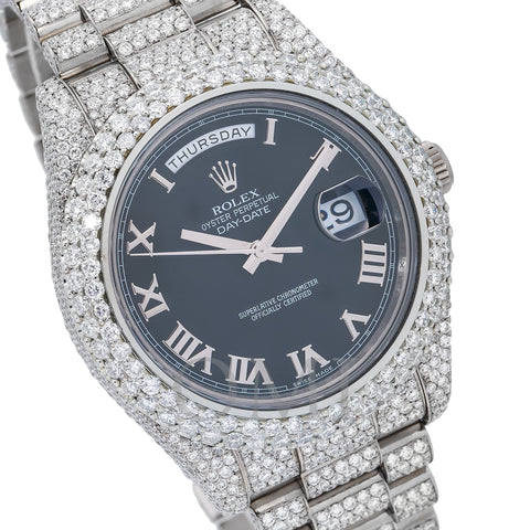 White Gold Rolex Day-Date II 218239 41MM Black Diamond Dial With 17.75 CT Diamonds