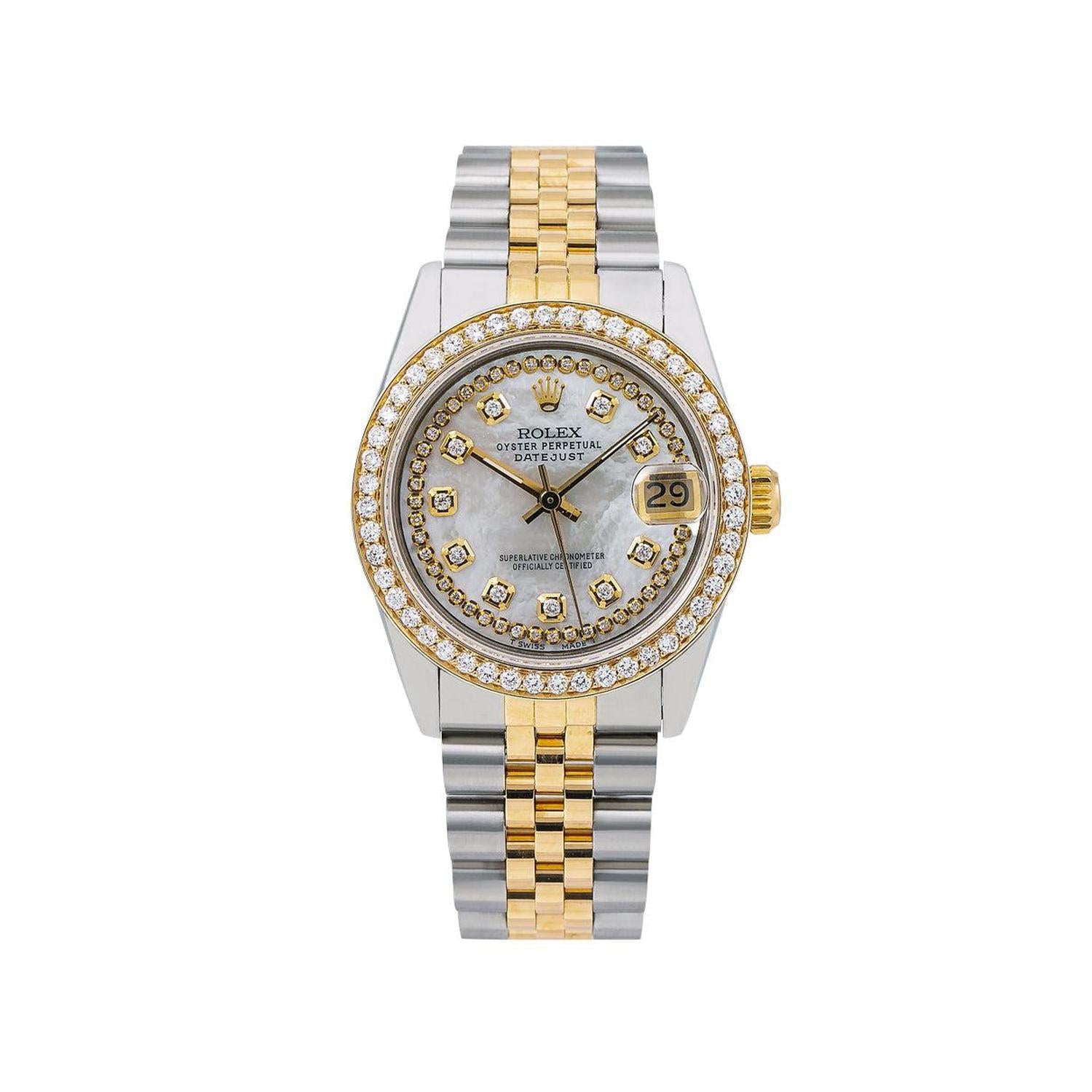 Rolex Datejust 31MM 68273 Mother of Pearl Diamond Dial Diamond Bezel Two Tone Jubilee Bracelet