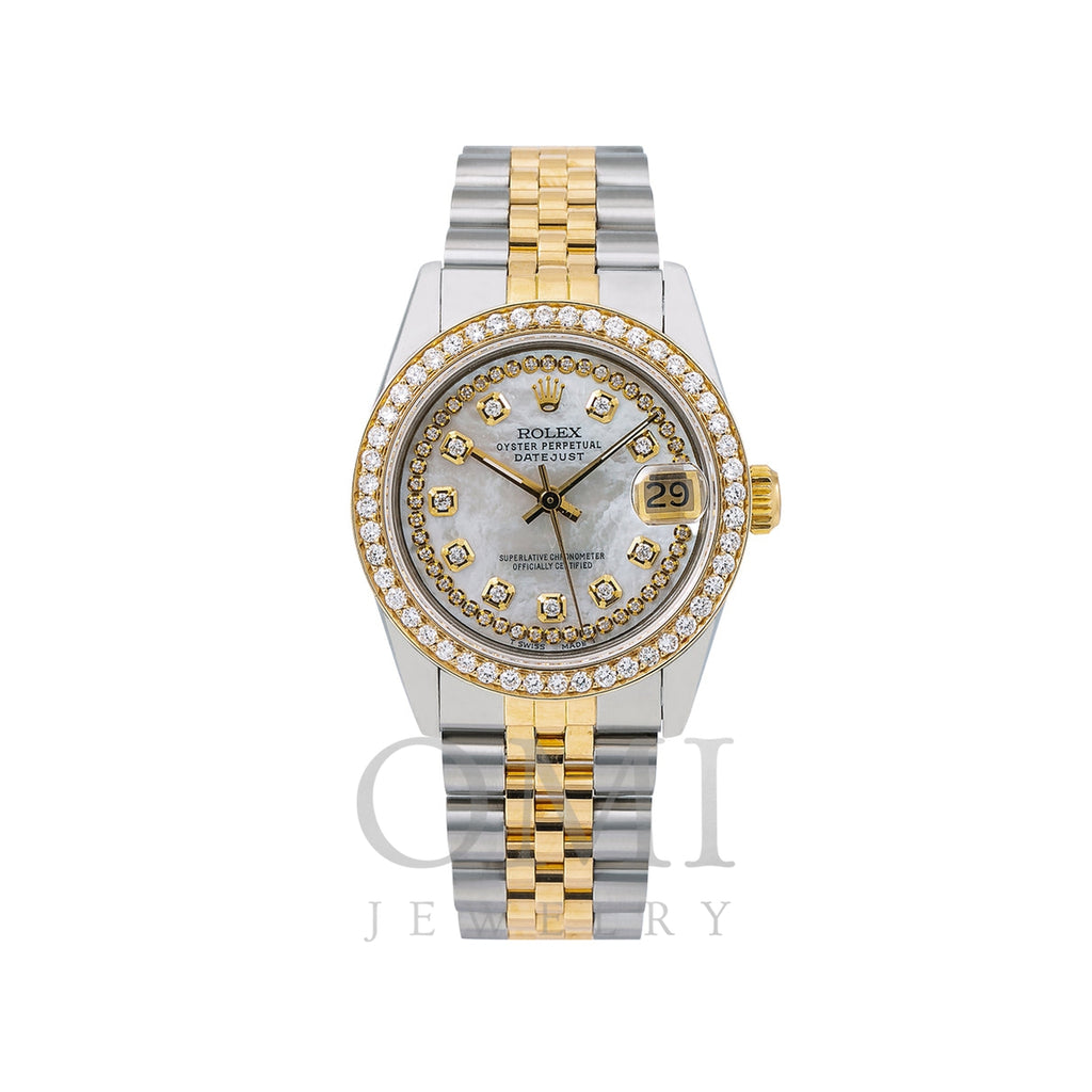 Rolex Datejust Diamond Watch, 68273 31mm, White Diamond Dial With Two Tone Bracelet