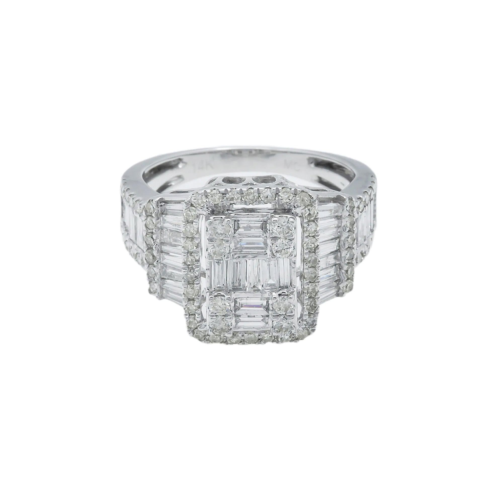 14K GOLD BAGUETTE DIAMOND ENGAGEMENT RING 2.22 CT